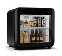 Klarstein Audrey Evo Nevera Bebidas - 46L Frigorífico para Bebidas, Puerta Doble Acristalamiento, Iluminación Led, Termostato Mecánico, Clase Energética C, 0-10°C, Negra
