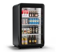 KLARSTEIN Audrey EVO Nevera Bebidas - 93L Frigorífico para Bebidas, Puerta Doble Acristalamiento, Iluminación Led, Termostato Mecánico, 0-10°C, Diseño Retro, Negro