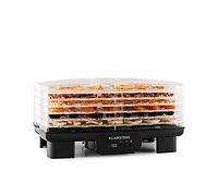 Klarstein Bananarama - Desecadora BPA Free, Secadora automática, Secadora de fruta y carne, 6 pisos, Apilable, Temperatura regulable, Circulación de aire, Pantalla LCD, Temporizador, 550 W, Negro