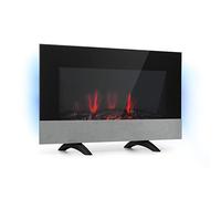 Klarstein Basel - Chimenea eléctrica, Potencia 2000 W, 2 Niveles, hasta 40 m², Sin precalentamiento, Temporizador semanal, Termostato, Ilusión Llamas LED, Acero Inoxidable, Baseline, Negro