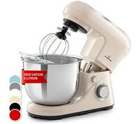 Klarstein Batidora Amasadora con Bol 5L para Hornear, Robot Cocina, Amasadora Reposteria 1300W, Gancho y Bol para Mezclar, Electrodomesticos Cocina Varillas Rotación Planetaria con 6 Velocidades