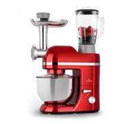 Klarstein Batidora Amasadora con Bol 5L para Hornear, Robot Cocina, Amasadora Reposteria 1800W, Picadora Carne, Gancho y Bol para Mezclar, Licuadora 1,5L con 6 Velocidades Postres y Panaderia