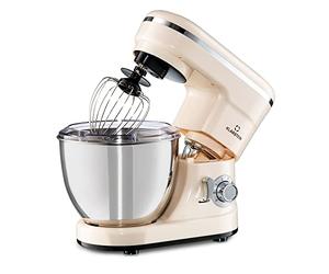 Klarstein Bella robot de cocina multifunción - amasadora con 1200 W, 6 niveles de velocidad, acero inoxidable, función de pulso, sistema de rotación planetaria, 3 accesorios de mezcla, crema