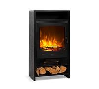 Klarstein Bergamo - Chimenea eléctrica, Chimeneas eléctricas Decorativas con Potencia 900/1800 W, Estufa eléctrica Decorativa con termostato, Regulable, Efecto de Llama LED, Aspecto Madera, Negro