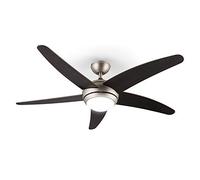 KLARSTEIN Bolero - 2 en 1, ventilador de techo, 134 cm, lámpara de 55 W, aspas de madera, mando a distancia, Marrón nogal
