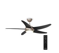 KLARSTEIN Bolero Ventilador de Techo con Luz - Silencioso, 6 Velocidades, Mando a Distancia, 5 Aspas, 3 Tonos de Luz, Interior & Exterior, 132cm, Black