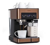 KLARSTEIN Cafetera Automatica Espresso 1.8L con Espumador de Leche, 20 Bares, 1350W para Café Molido, Pantalla Táctil, Maquina de Cafe Pequeña, Acero Inoxidable