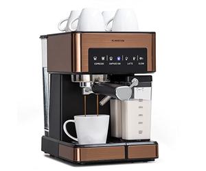 KLARSTEIN Cafetera Automatica Espresso 1.8L con Espumador de Leche, 20 Bares, 1350W para Café Molido, Pantalla Táctil, Maquina de Cafe Pequeña, Acero Inoxidable