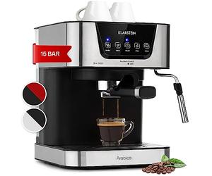 KLARSTEIN Cafetera Expreso de 1,5 L Con Espumador de Leche, Máquina de 15 Bares y 1050W para Café Molido, Helado, Cappuccino y Café Con Leche