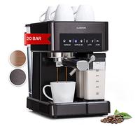 KLARSTEIN Cafetera Expresso Automatica con Espumador de Leche, Cafetera Espresso 1.8 l. Cafeteras de 20 Bares, Pequeña de Acero Inoxidable 1350W para Capuccino, Automatica, Maquina de Cafe
