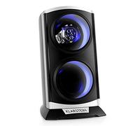 KLARSTEIN Caja Relojes Automáticos, Caja Giratoria Relojes 2 Compartimentos, Cajas para Relojes con Luz, Estuche para Reloj, 4 Velocidades de Rotación, Relojero con Cojines, Watch Winder, Plata
