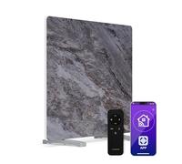 Klarstein Calefactor Infrarrojo 420W - Panel Mármol, Montaje en Pared o Independiente, Termostato, WiFi, IP43 Baño, Temporizador, Seguridad Infantil, Calefacción Eficiente, Gris