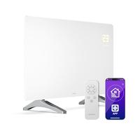 Klarstein Calefactor Infrarrojo 480W - Panel de Vidrio, Montaje en Pared o Independiente, WiFi, Termostato, IP43, Control App & Mando, Para Baño & Hogar, Estufa Infrarroja, Blanco