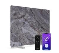 Klarstein Calefactor Infrarrojo 600W - Panel Mármol, Montaje en Pared o Independiente, Termostato, WiFi, IP43 Baño, Control App & Mando, Seguridad Infantil, Temporizador, Gris
