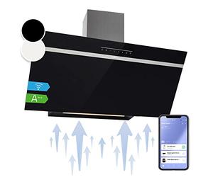 Klarstein Campana Extractora 90 cm, Campanas Extractoras, Extractor de Cocina con Filtro Anti Grasa, loT/Wi-Fi, Luces RGB LED, Flujo de Aire 514m³/h, Campana Bajo Consumo Silenciosa de Clase