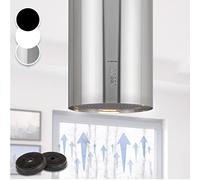Klarstein Campana Extractora Isla para Cocina, Extractor Cocina Flujo Aire 651m³/h con Temporizador, Campanas Extractoras Cocina Ajustables con Diseño de Tubo y 3 modos, Campana Filtros Carbón