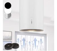 Klarstein Campana Extractora Isla para Cocina, Extractor Cocina Flujo Aire 651m³/h con Temporizador, Campanas Extractoras Cocina Ajustables con Diseño de Tubo y 3 modos, Campana Filtros Carbón