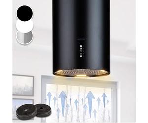 Klarstein Campana Extractora Isla para Cocina, Extractor Cocina Flujo Aire 651m³/h con Temporizador, Campanas Extractoras Ajustables con Diseño de Tubo y 3 modos, Campana Filtros Carbón