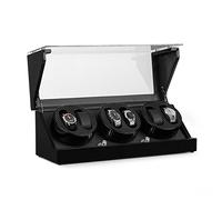KLARSTEIN CAPM - Estuche Vitrina para Relojes, Bobinadora, Ventana acrílica, Carcasa lacada, Hecha a Mano, Aspecto Fibra de Carbono, 4 programas de rotación, 3 bobinas para 6 Relojes, Negro