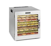 Klarstein Captain Jerky 110 Deshidratador de Alimentos, 1000 W, 30-90°C, Temporizador 24 h, Sin BPA, Panel Táctil, 10 Bandejas, Puerta de Cristal, Acero Inox, Bandeja Recogegotas, Plata