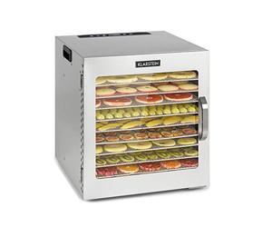 Klarstein Captain Jerky 110 Deshidratador de Alimentos, 1000 W, 30-90°C, Temporizador 24 h, Sin BPA, Panel Táctil, 10 Bandejas, Puerta de Cristal, Acero Inox, Bandeja Recogegotas, Plata