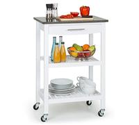 KLARSTEIN Carrito Auxiliar con Ruedas, Mueble Cocina Isla, Carro Cocina para Frutas y Verduras, Mueble Auxiliar Cocina, Camarera con Ruedas para Cocina, Comedor, Carrito Cocina Fácil de Transladar