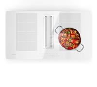 Klarstein Chef-Fusion Placa de Inducción con Extractor Integrado - Flex-Zone de 7200 W, 610 m³/h, Clase A, Control Táctil, Diseño Estético, Acero Inoxidable y Cristal, 90 cm