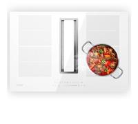 Klarstein Chef-Fusion Placa de Inducción con Extractor Integrado - Flex-Zone de 7200W, 610 m³/h, Compacta, Control Táctil, Eficiencia Energética A, Acero Inoxidable y Cristal