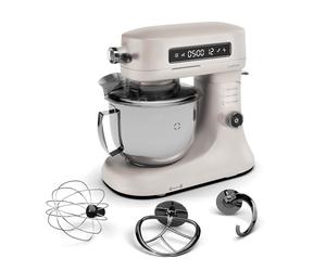 Klarstein Chiara Robot de Cocina 1600W - Bol 5L Acero Inoxidable, 12 Velocidades, Pantalla Táctil LCD, Silencioso ≤72dB, Accesorios Apto Lavavajillas, Carcasa de Aluminio Fundido, Arena