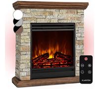 Klarstein Chimenea Electrica Bajo Consumo Pared, Estufa sin Leña de Interior, Chimeneas Electricas Decorativas 1800W, Llama LED, Chimenea Decorativa con Mando, Temporizador y Efecto Real Troncos