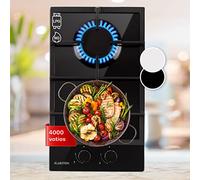 Klarstein Cocina de Gas Butano, 2 Fuegos Placa de Gas para Encimera Cocina, Potencia de 4000W, Placa Butano Integrada de Acero y Cristal, Fogones para,Encimera de 2 Anillos GPL