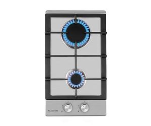 Klarstein Cocina de Gas Butano, 2 Fuegos Placa de Gas para Encimera Cocina, Potencia de 4000W, Placa Butano Integrada de Acero Inoxidable, Fogones para, Encimera de 2 Anillos GPL