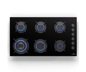 Klarstein Cocina Gas Butano 6 Quemadores 12200W, Fogones Portátil Camping, Placa Acero Inoxidable, Encimera para Cocinar en Exterior