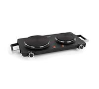 Klarstein Cookorama placa de cocina eléctrica doble - 2250 W, fogones de cocina de 150/180 mm Ø, luces de control, asas, 5 niveles de calor, placas de cocina para camping, negro