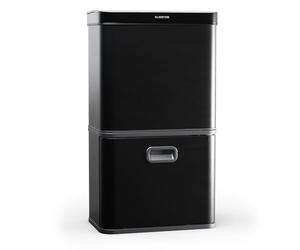 KLARSTEIN Cubo de basura cocina con sensor - 56L, 3 compartimentos para reciclaje, acero inoxidable negro mate, cierre suave, papelera cocina