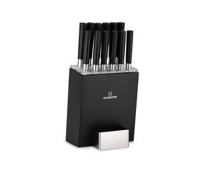 Klarstein Cuchillos Cocina, 12 Cuchillos con Bloque de Madera, Set Cocina Profesional, Juego de Cuchillos Chef Afilados Hechos de Acero Aleado, Cuchillo Anti Arañazos Muy Afilados, Diseño Japonés
