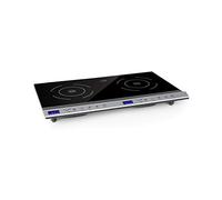 Klarstein Cucinata Cocina de inducción - 2 zonas de cocción, Rendimiento total de 3.100 W, 10 niveles de 200-1.300 W, 60-240 °C, Superficie de vidrio, Panel de control táctil, Pantalla LED, Negro