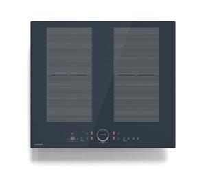 Klarstein Delicatessa 60 Placa Inducción - 4 Zonas, 7000W Thermoboost, Flexizone, Control Deslizante, Bloqueo Infantil, Vitrocerámica Negra, 59cm Integrable