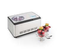 Klarstein Dolce Bacio - Máquina para hacer helados, sorbetes y yogures, Heladera compresión, Fabrica 2 litros de helado/hora, Pantalla LCD táctil, Temporizador, Acero inoxidable, Plateado
