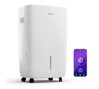 Klarstein DryFy Connect 60L Deshumidificador WiFi, 60L/24h, Depósito 8L, Temporizador 24h, Desagüe Continuo, Control de Humedad, Portátil para Hogar, Habitaciones 45-65m², Blanco
