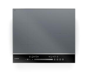 Klarstein DualTone Hybrid Placa Inducción - 4 Zonas, 7200W, Zona Flex, Control Deslizante, Función Mantener Caliente y Temporizador, Marco Aluminio, 60cm, Plateada