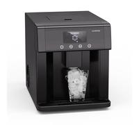 Klarstein Eiszeit Máquina de Hielo Negro - Acero inox, depósito 3 L, 15 kg/24 h, hielo en 12 min, ~12 cubitos/ciclo en 3 tamaños | Pantalla táctil, alarma cubeta llena y falta de agua