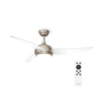 KLARSTEIN El Paso Ventilador de Techo con Luz - Silencioso, 6 Velocidades, Mando a Distancia, 3 Aspas, Interior & Exterior, Lámpara LED, 132cm, Reversible, White