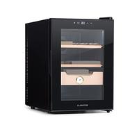 Klarstein El Presidente humidor de puros - humidificador de puros termoeléctrico, puerta de cristal, estantes de madera de cedro, higrómetro, luz interior LED, 37 litros, negro