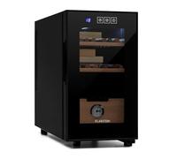 Klarstein El Presidente Humidor para Puros - Armario Humidor Termoeléctrico con Puerta de Cristal, Bandejas de Madera de Cedro, Higrómetro, Luz LED Interior, 23 Litros, Negro
