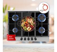 Alchemist Cocina a gas de 5 zonas quemadores de aluminio vitroceramica de color negro Klarstein