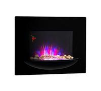 Klarstein Feuerschale - Chimenea eléctrica de Pared, Potencia 1800 W, 2 Niveles, Vitrocerámica, Ilusión de Llamas, Temporizador, Control Temperatura Ambiente 10-32°C, Mando a Distancia, Negro