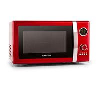 Klarstein Fine Dinesty Microondas 2 en 1 - Horno microondas retro con grill, Carcasa de metal, 23 L, 800 W 1000 W grill, Temporizador, 12 programas, Pantalla LCD, rojo
