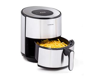 Klarstein Freidora de Aire Caliente de 1500W de Calentamiento Rápido para Cocinas, Freidora Sin Aceite Digital de 4.3L, Pantalla Táctil, Temporizador, Temperatura Ajustable, Air Fryer 8 Programas