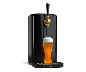 Klarstein FrostBrew Dispensador de Cerveza 5L - Sistema de Presión de CO₂, Refrigeración Termoeléctrica, Control de Temperatura 3-12°C, Barril Universal, Negro/Dorado